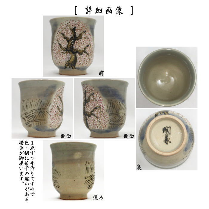 【湯のみ(湯呑み・湯飲み)/コップ】 柴垣に枝垂れ桜 寺尾陶象作