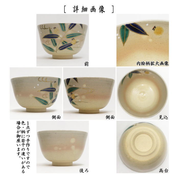 〇【茶器/茶道具 抹茶茶碗】 笹に蛍 田中喜泉作
