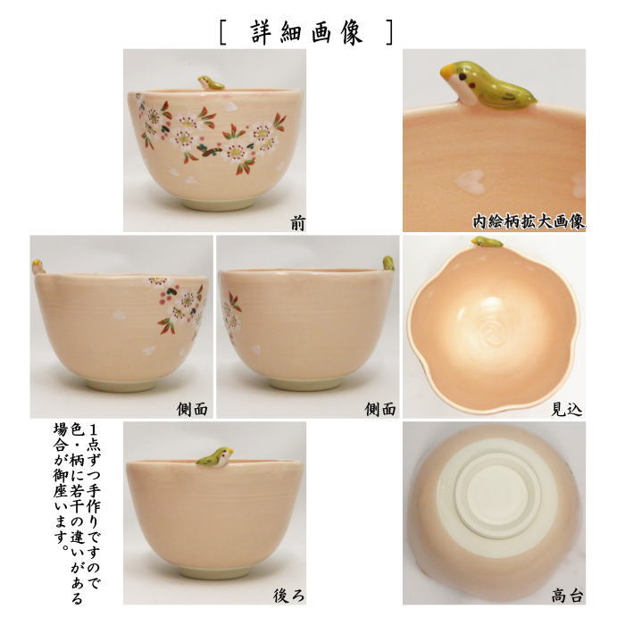 【茶器/茶道具 抹茶茶碗】 色絵茶碗 桜 メジロ付 竹中洸祥作 花形・花型