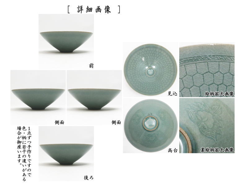 【茶器/茶道具 抹茶茶碗】 平茶碗 青磁 金福漢作(国漢青窯) 大徳寺 養徳院 神波東獄書付