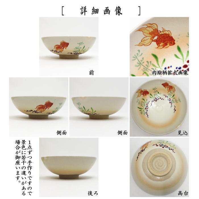 【茶器/茶道具 抹茶茶碗】 平茶碗 御本手 金魚 小倉寅介作 (藻に金魚)