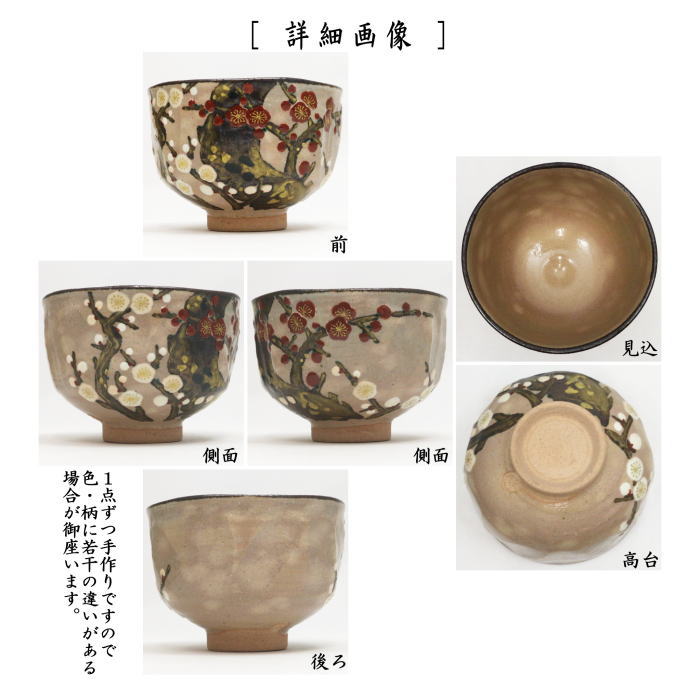 【茶器/茶道具 抹茶茶碗】 乾山写し 永楽写し 紅白梅 山川敦司作(泉涌寺窯)
