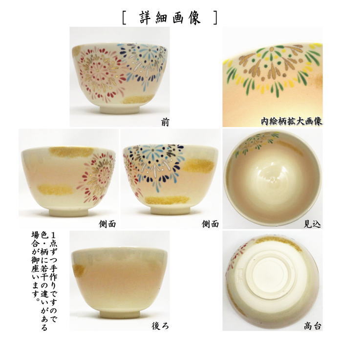 〇【茶器/茶道具 抹茶茶碗】 色絵茶碗 花火 加藤起楽作