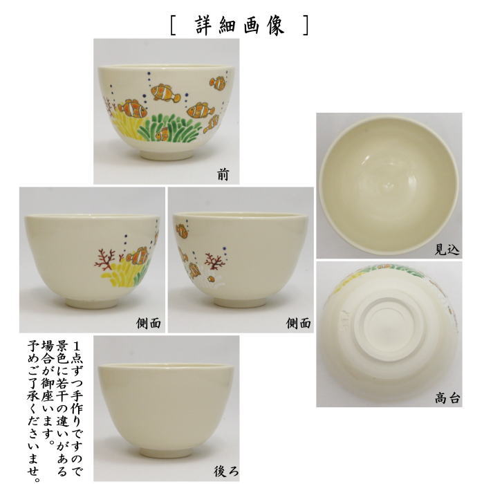 【茶器/茶道具 抹茶茶碗】 色絵茶碗 熱帯魚 加藤仁犀作 (Ttropical fish・トロピカルフィッシュ)