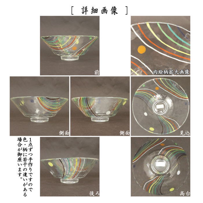 【茶器/茶道具 ガラス抹茶茶碗(硝子抹茶茶碗)】 ガラス(硝子) 義山(ギヤマン) 平茶碗 七色の空 今岡妙見作 超耐熱硝子 (ガラス茶碗・硝子茶碗)