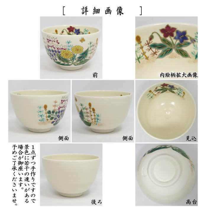 【茶器/茶道具 抹茶茶碗】 色絵茶碗 春草 加藤永山作
