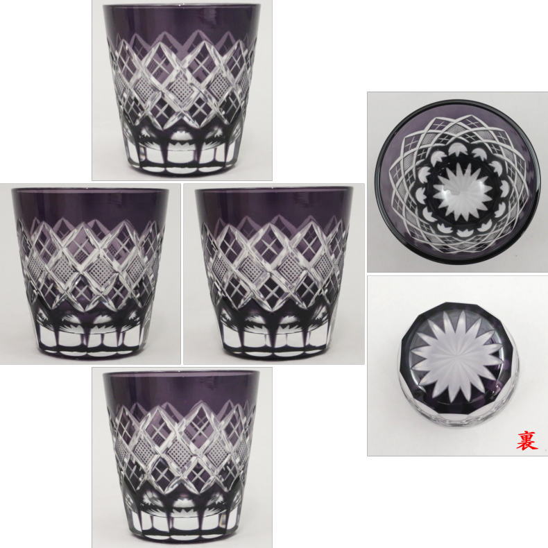 【フリーグラス ガラスコップ(硝子コップ)】 ガラス(硝子) 義山(ギヤマン) 矢来魚子紋 江戸切子 東太武朗作