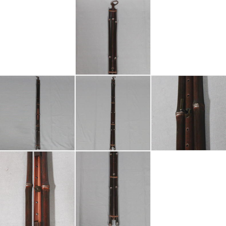 【茶器/茶道具 竹花入掛/竹垂發】 花入掛 竹3本束 花筏 白竹又は染竹