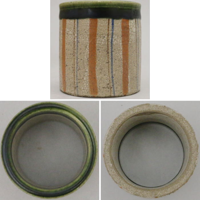 【茶器/茶道具 蓋置】 織部焼き 蕎麦手(麦藁手) 松本鉄山作