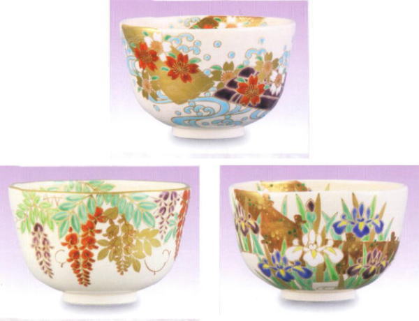 【茶器/茶道具 抹茶茶碗】 四季色絵茶碗 仁清写し 春 南口閑粋作