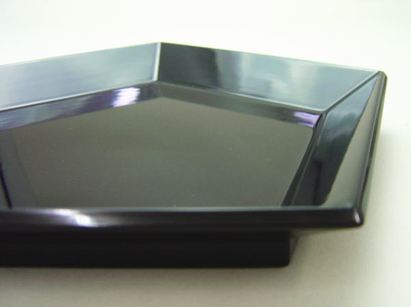 【茶器/茶道具 拝見盆】 黒真塗り 五角盆