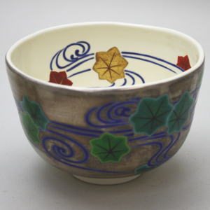 【茶器/茶道具 抹茶茶碗】 銀地 立田川 青楓 田中方円作