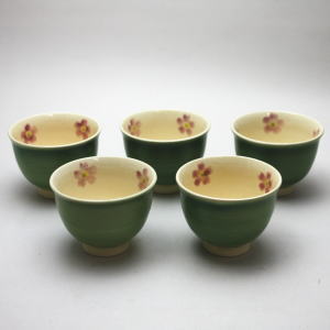 〇【湯のみ(湯呑み・湯飲み)/汲み出し(汲出し)】 萩桜 5客セット 武村利祥作