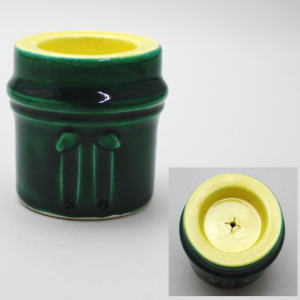 【茶器/茶道具 蓋置】 交趾焼き 竹節 加賀瑞山作