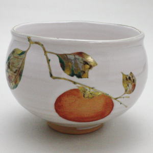 【茶器/茶道具 抹茶茶碗】 木守り(柿) 塩笥形 中村秋峰作