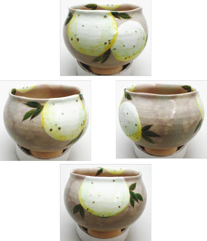 【茶器/茶道具 抹茶茶碗】 乾山写し 柚子(ゆず) 塩笥型 田中永嵩作