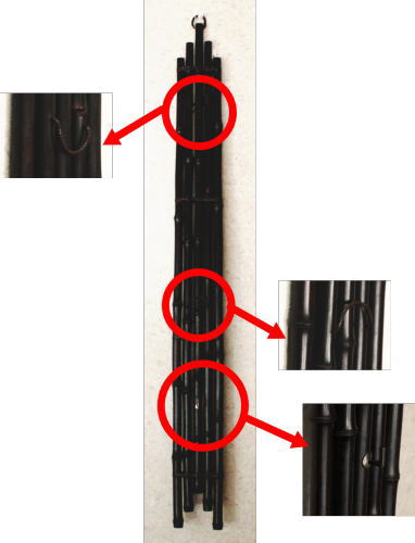 〇【Tea utensils/tea ceremony tools Suihatsu, short poem hanging/flower vase hanging】 Black bamboo Suihatsu, approx. 88cm high, set of 5 (Suihatsu raft type, Suihatsu raft type, Suihatsu raft type)