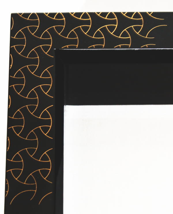 【茶器/茶道具 炉縁】 真塗り 駒つなぎ 村田宗覚作