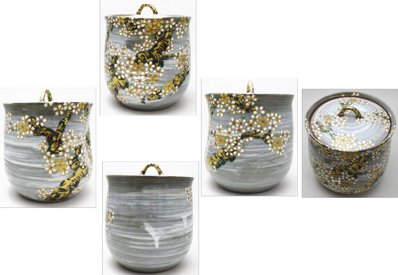 【茶器/茶道具 水指(水差し)】 京焼き 桜 中村源水作(東福窯)