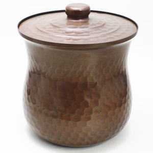 【茶器/茶道具 水指(水差し)】 唐銅(唐金) 抱桶(たきおけ) 打ち出し 金森紹栄作