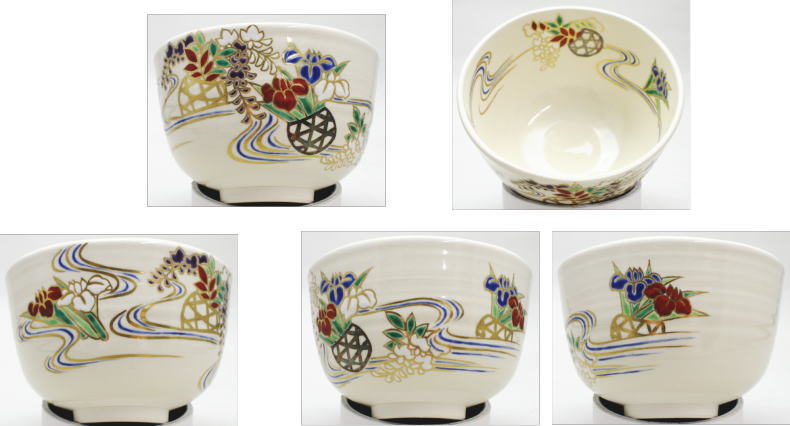 【茶器/茶道具 抹茶茶碗】 花籠(菖蒲・藤の花) 藤谷芳山作