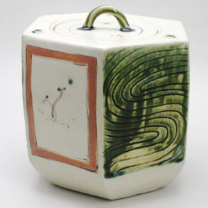 未使用 茶道具 川本了生作 弥七田織部 馬盥茶碗 陶印 煎茶道具 馬盥型