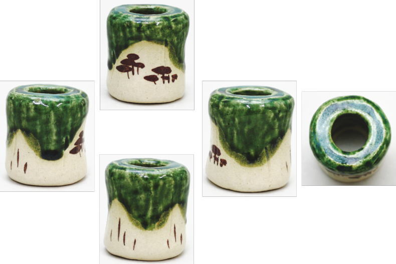 【茶器/茶道具 蓋置】 織部焼き つくね 松林 加藤芳右衛門作(大萱八坂窯)