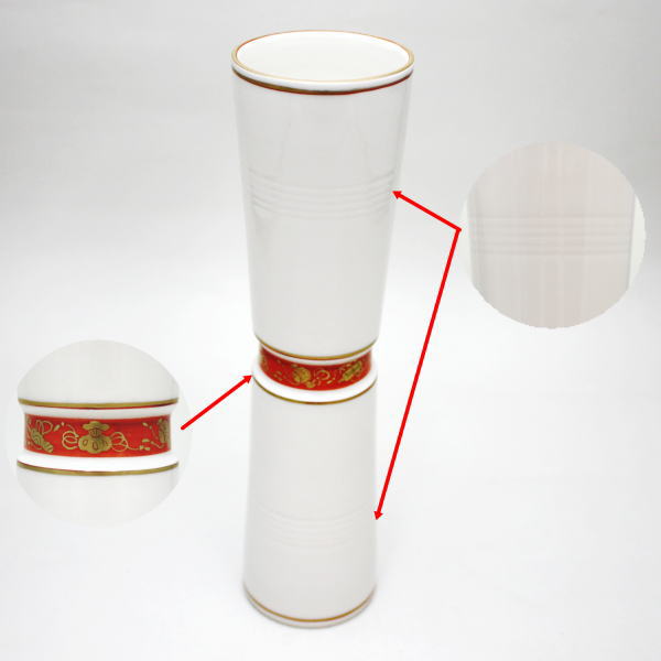 【花器/茶道具 花入 置用 お月見】 金襴手宝尽くし 杵型 五山窯 (置き花入れ・置花入れ・置き用・置用)