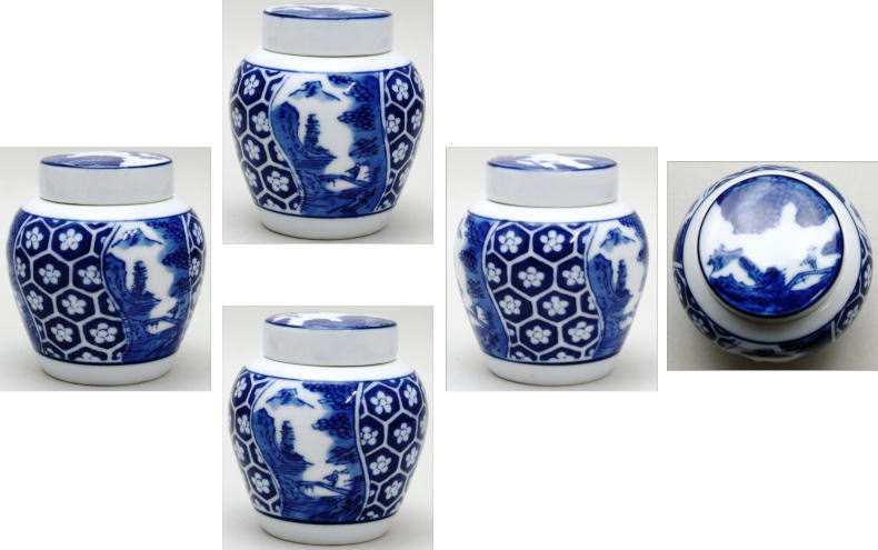 【煎茶道具】 茶入 有田焼き 地紋山水 栄山作