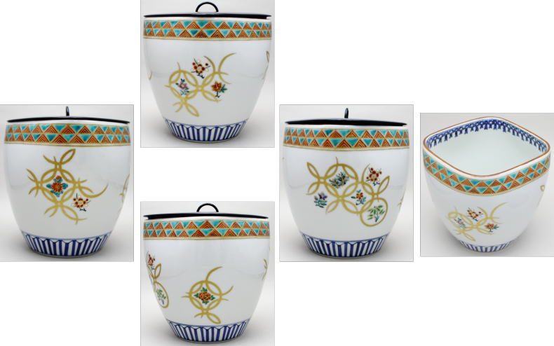 【茶器/茶道具 水指(水差し)】 清水焼き 菱形 七宝草花紋 林秀峰作