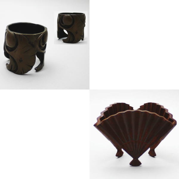 【茶器/茶道具 蓋置】 唐銅(唐金) 銀杏又は三つ扇子(末広) (三扇子・三ツ扇子・三ッ扇子)