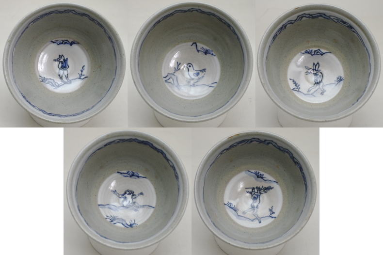 【茶器/茶道具 抹茶茶碗】 数茶碗 鳥獣戯画 加藤利昇作 10個セット