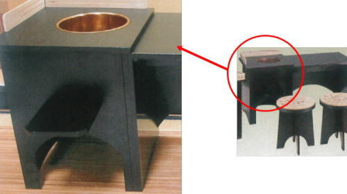 【茶器/茶道具 立礼卓】 立礼卓 布摺 而妙斎好写し (伴東 円椅 円座付2台 風炉先付) 中村宗悦作 組立式