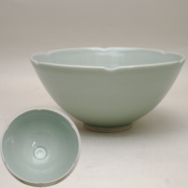 【茶器/茶道具 抹茶茶碗】 青磁 輪花 馬蝗絆写し(ばこうはんうつし) 今岡妙見作