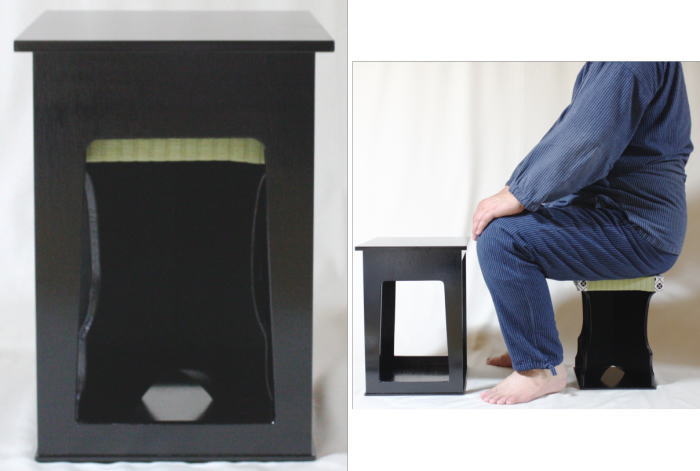 【茶器/茶道具 座椅子】 茶事座椅子 (近藤さんのちょっと椅子) 黒掻合塗り (柿合わせ・柿合せ・柿合・掻き合せ・掻き合わせ・掻合わせ・掻合せ)