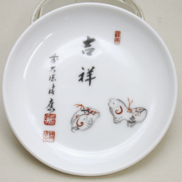 【雑貨/香道具 アロマグッズ お香立て(線香立て) 干支】 干支香皿 沈香(線香) 香立 三点セット 福本積應筆複製