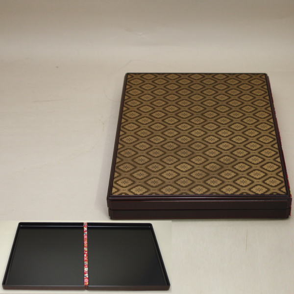 【茶器/茶道具 菓子器】 干菓子器 花菱亀甲紋 (2枚の開き盆) 「本」を表しています。