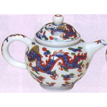 【煎茶道具 急須】 後手急須 グリン玉 色絵 龍 高野昭阿弥作