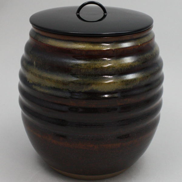 【茶器/茶道具 水指(水差し)】 瀬戸釉 捻貫 宇田隆和作(佐平窯)