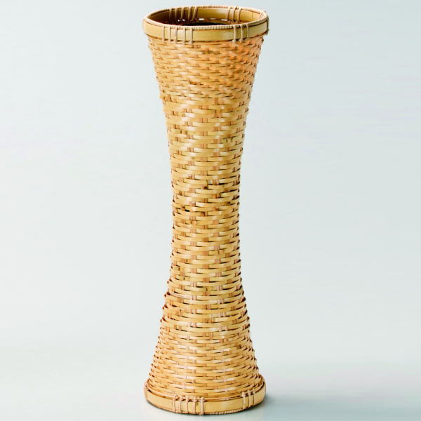 【茶器/茶道具 竹籠花入(竹篭花入) 置用】 杵籠(砧籠)(杵型・砧型) 円能斎好写し 裏千家 (置き花入れ・置花入れ・置き用)