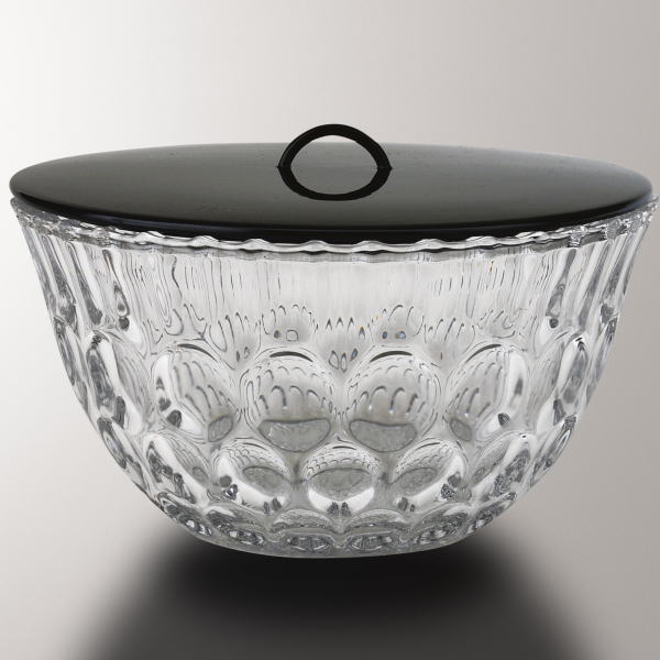 【茶器/茶道具 水指(水差し)】 ガラス(硝子) 平水指 水玉 水崎長寿作