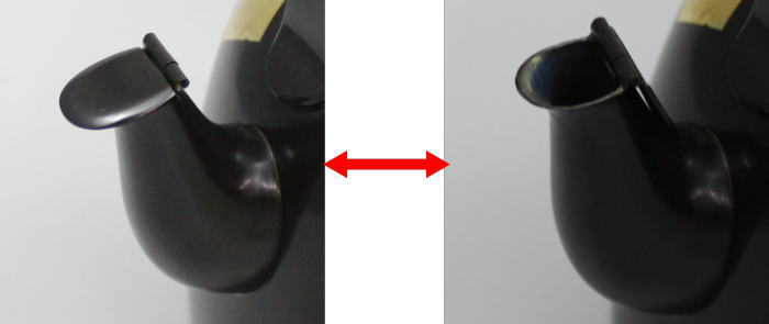 【茶器/茶道具 水次(水注)】 腰黒薬缶(腰黒やかん) 箔散し紋 口蓋付 木村清五郎作