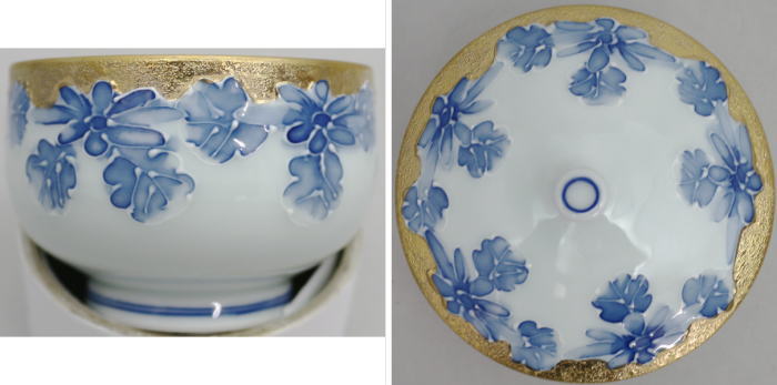 【蓋付湯のみ(蓋付湯呑み・蓋付湯飲み)】 有田焼き 金濃一珍菊 5客セット