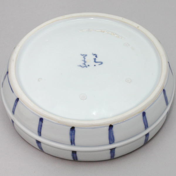 【茶器/茶道具 懐石道具(会席道具)/盛鉢】 菓子器(菓子鉢) 九谷焼き 染付桶 須田菁華作