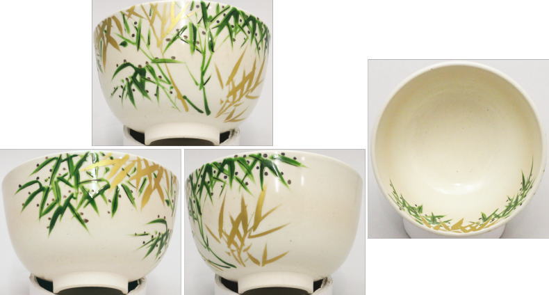 【茶器/茶道具 抹茶茶碗】 膳所焼き 竹 岩崎新定作 陽炎園 堀之内宗完付(表千家)