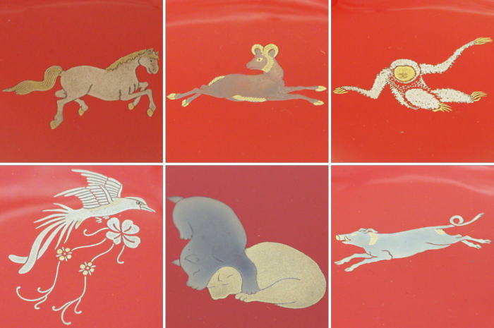 【懐石道具(会席道具) 盃 干支】 引盃 干支盃 朱杯 本漆塗り 1枚から 前端雅峰工房 6種類より選択 (引杯・引き盃・引き杯・杯・さかずき)