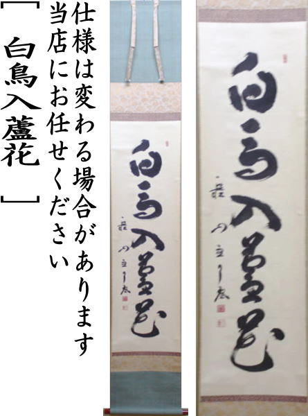 【茶器/茶道具 掛軸(掛け軸)】 一行 白鳥入蘆花 橘宗義筆