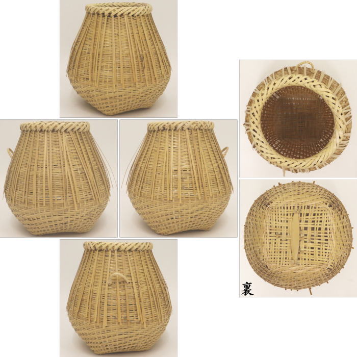 【茶器/茶道具 竹籠花入(竹篭花入) 掛置兼用】 白竹 桂籠