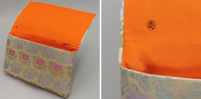 【茶器/茶道具 帛紗ばさみ】 女子用/女性用 大 正絹 唐花唐草緞子又は妙心寺緞子 土田友湖作(千家十職 袋師) (服紗ばさみ・袱紗ばさみ・服紗入れ・帛紗入れ・袱紗入れ・三つ折れ・三折れ・懐紙入れ・懐紙ばさみ)