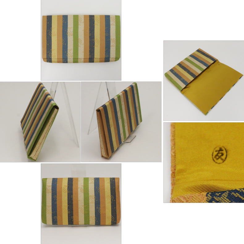 【茶器/茶道具 帛紗ばさみ】 男子用/男性用 正絹 縞織 荒磯緞子 土田友湖作(千家十職 袋師) (服紗ばさみ・袱紗ばさみ・服紗入れ・帛紗入れ・袱紗入れ・三つ折れ・三折れ・懐紙入れ・懐紙ばさみ)